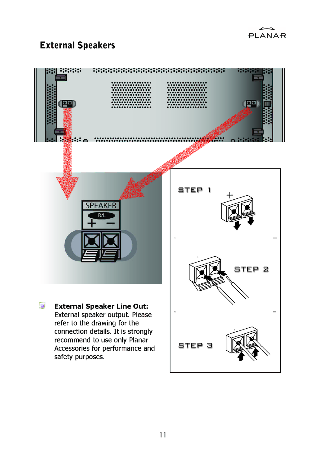 Planar PDP42HD user manual External Speakers 