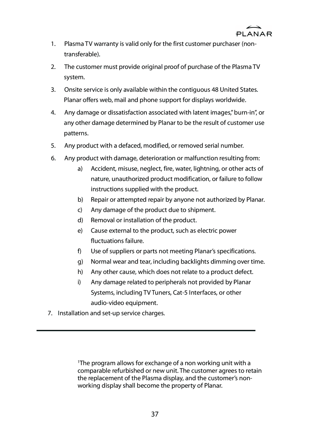 Planar PDP42HD user manual 