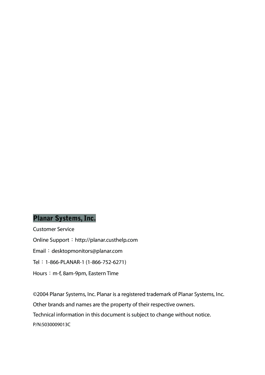 Planar PDP42HD user manual Planar Systems, Inc 