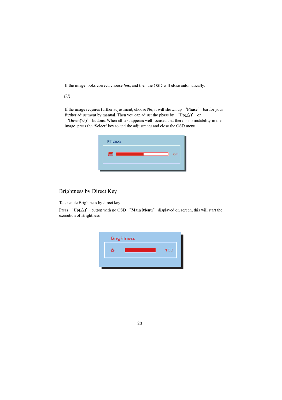 Planar PE1500 manual Brightness by Direct Key 