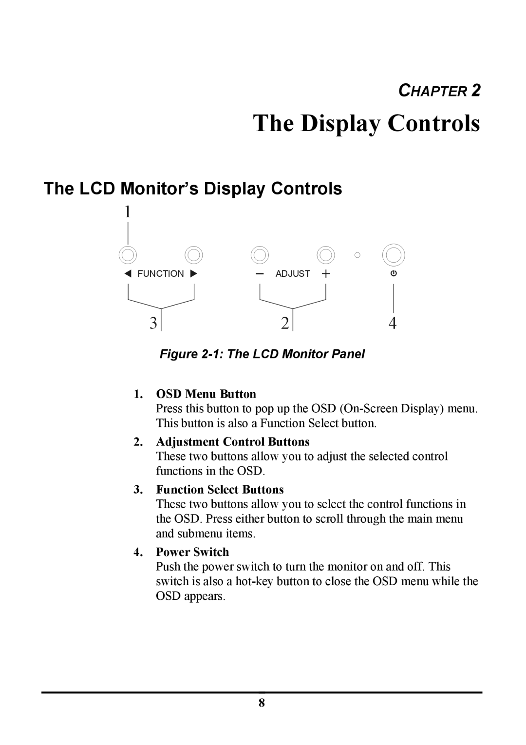 Planar PE191M manual LCD Monitor’s Display Controls 