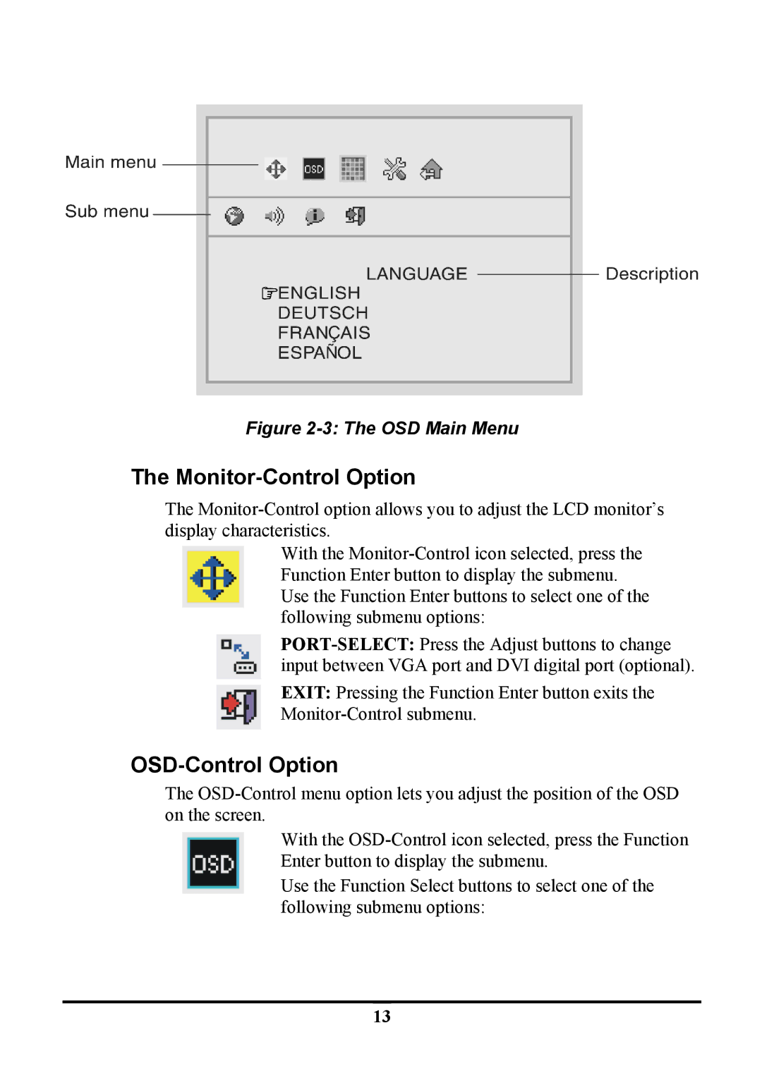 Planar PE191M manual Monitor-Control Option 