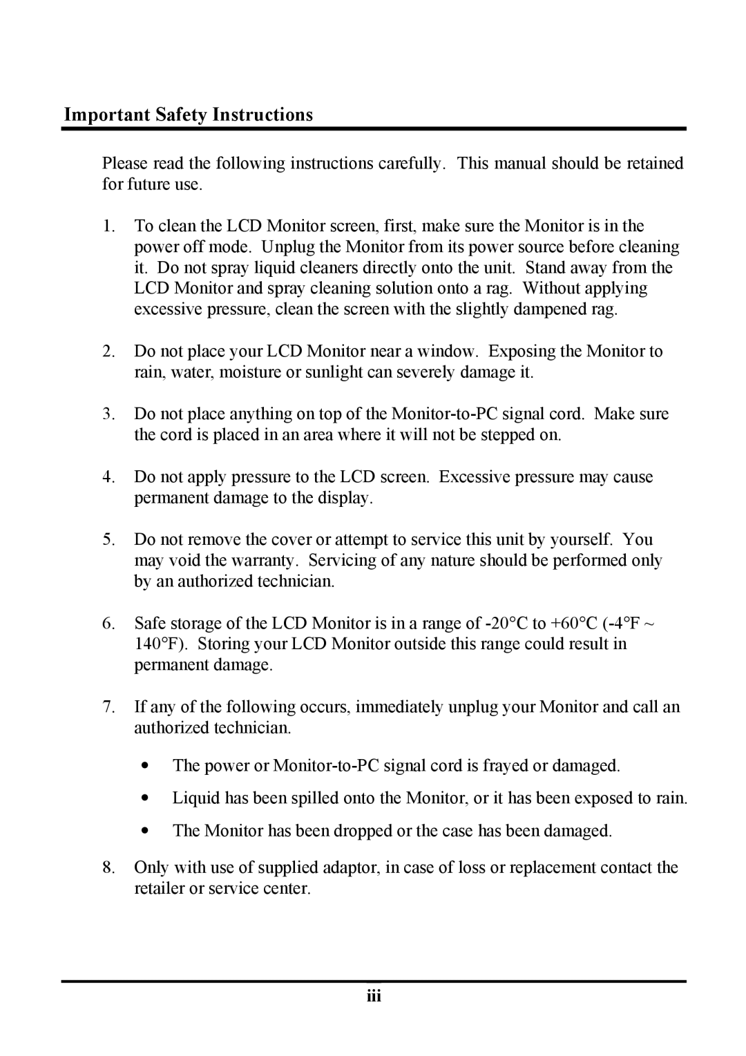 Planar PE191M manual Important Safety Instructions 