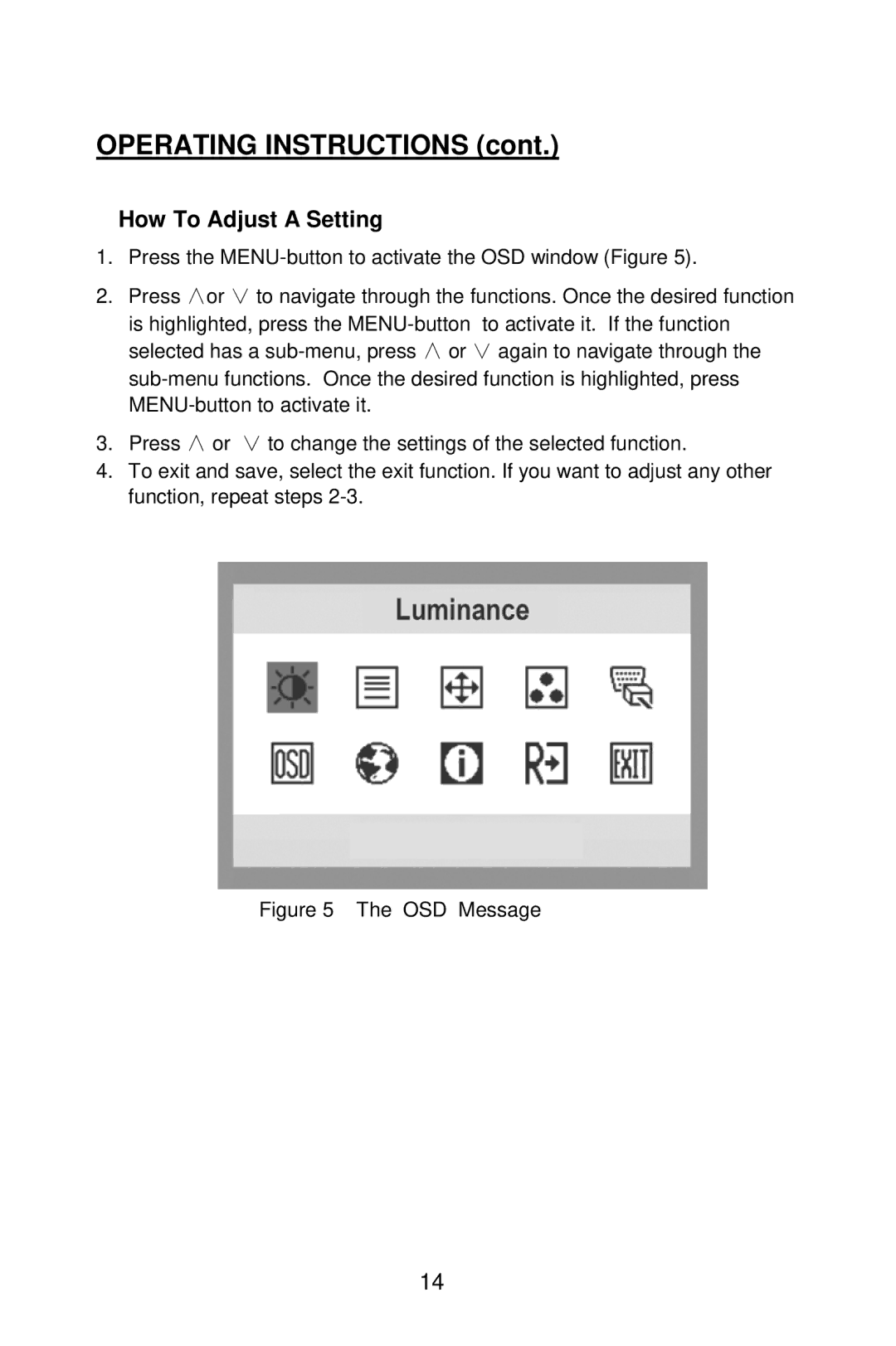 Planar PE2010 manual How To Adjust a Setting, OSD Message 