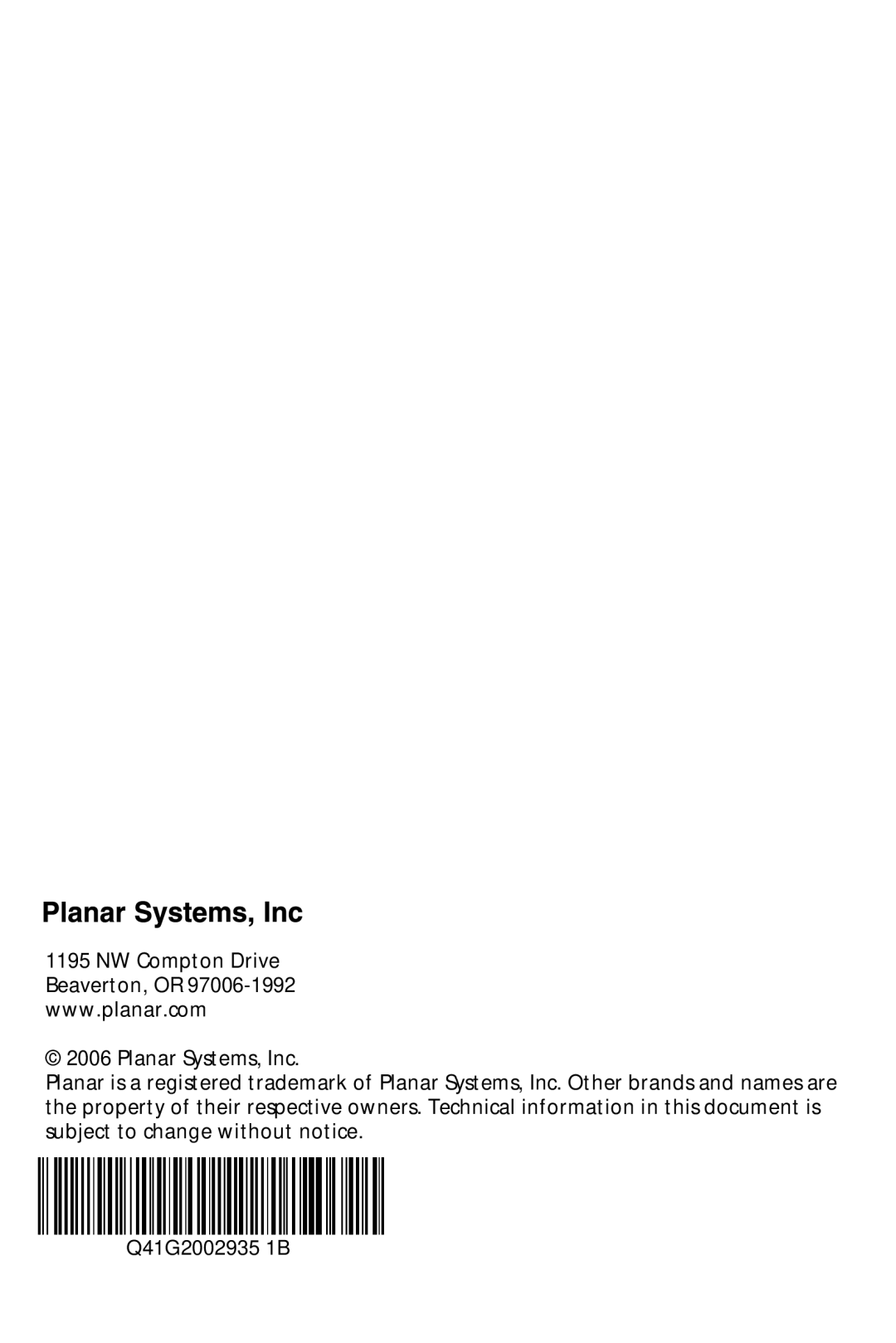 Planar PE2010 manual 