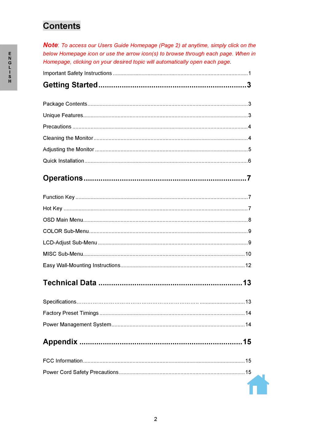 Planar PL150 manual Contents 