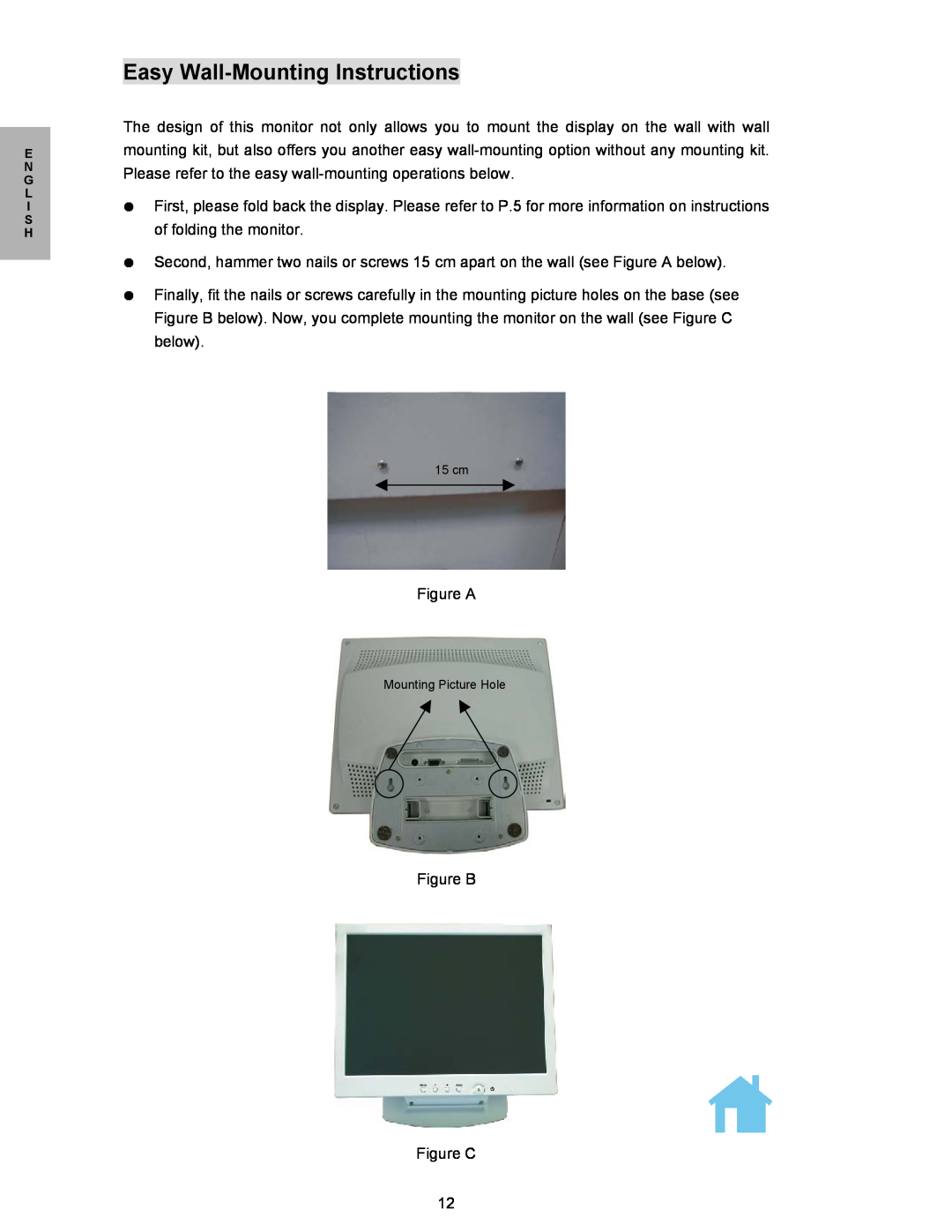 Planar PL150 manual Easy Wall-Mounting Instructions, 15 cm, Mounting Picture Hole 