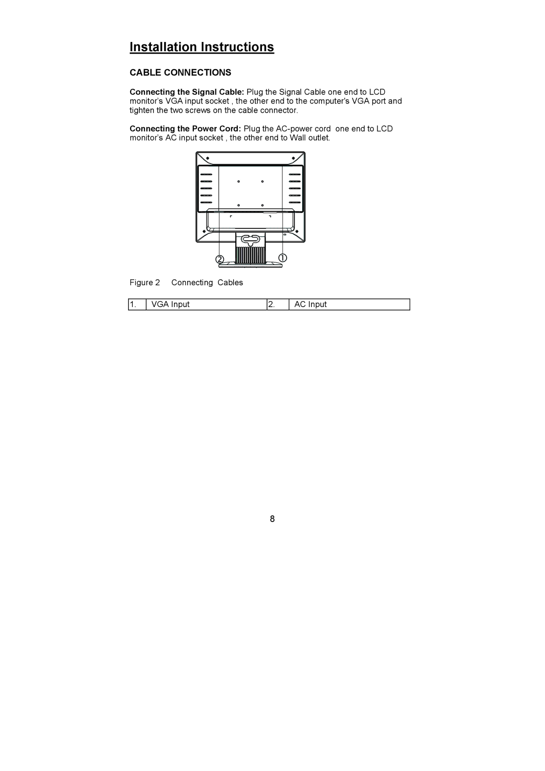 Planar PL1500 manual Installation Instructions, Cable Connections 