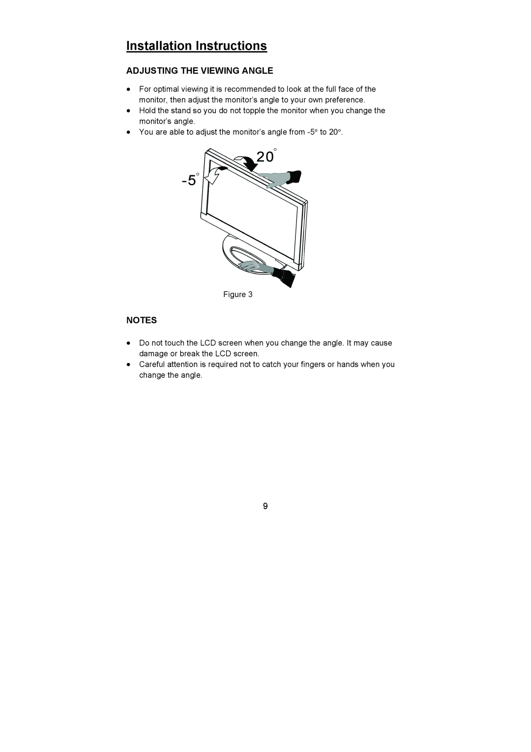 Planar PL1500 manual Adjusting the Viewing Angle 