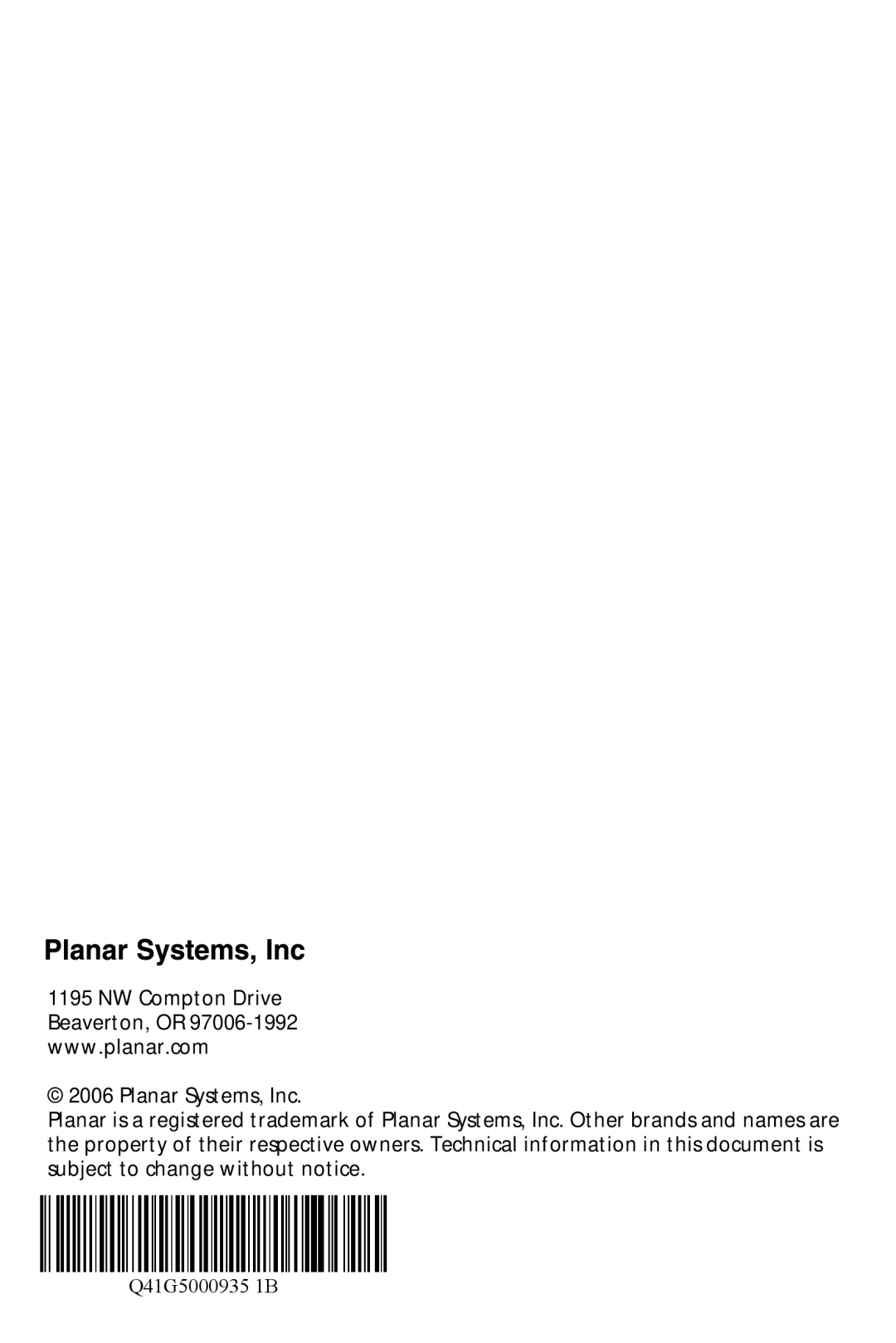 Planar PL1500 manual Q41G5000935 1B 