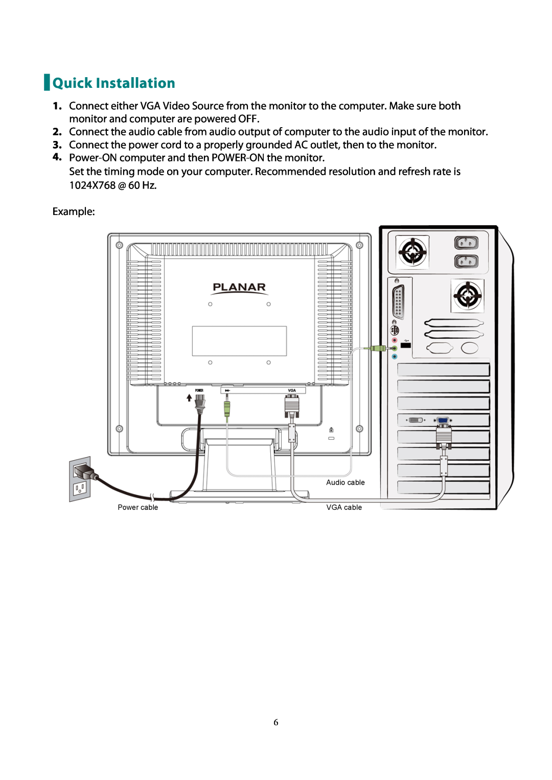 Planar PL1500M manual Quick Installation 