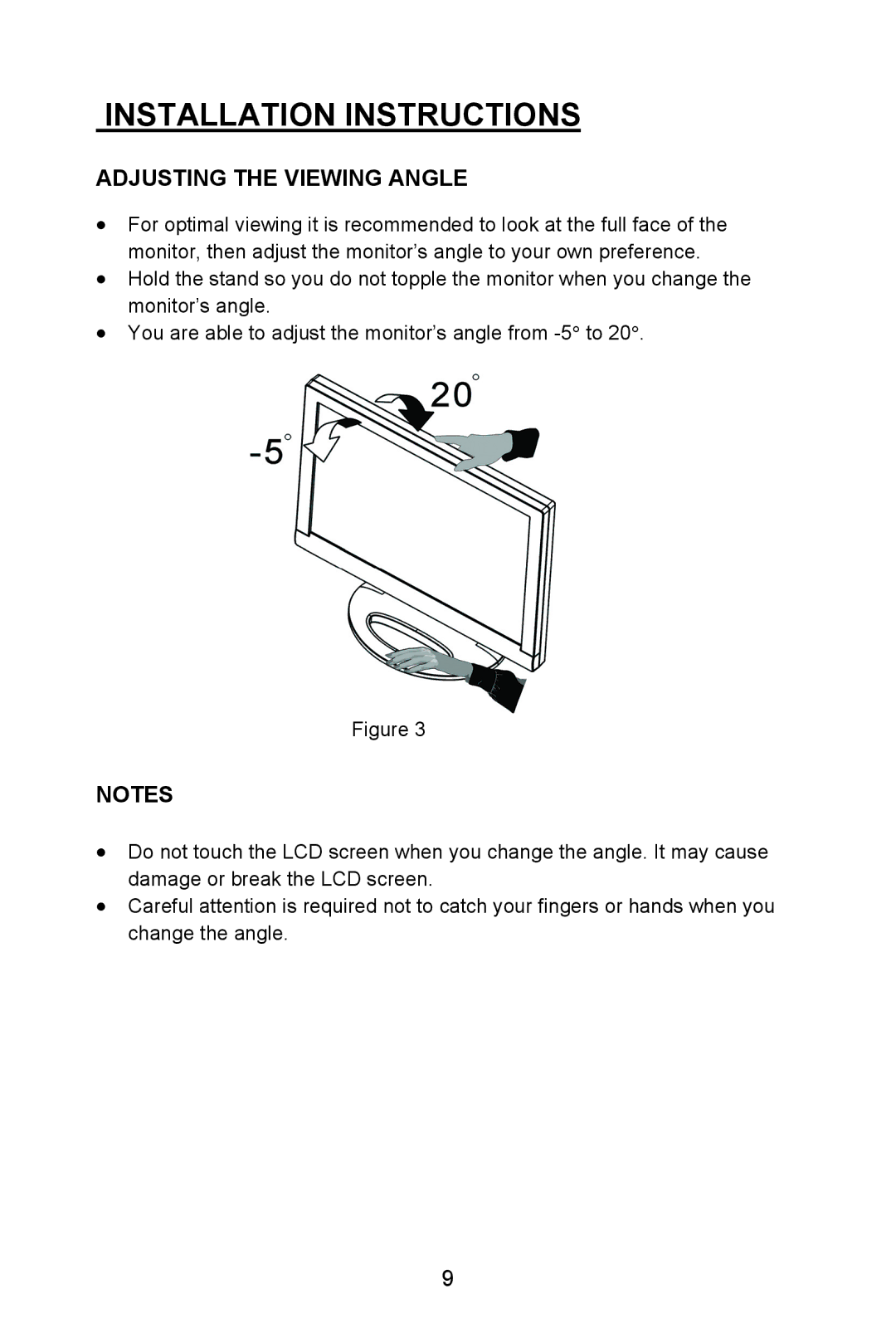 Planar PL1520M manual Adjusting the Viewing Angle 