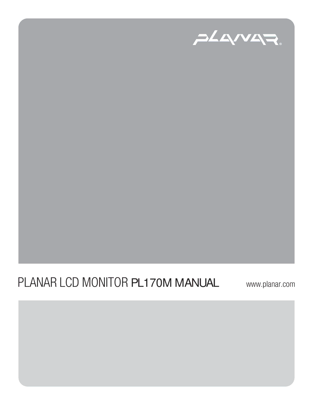 Planar manual Planar LCD Monitor PL170M Manual 