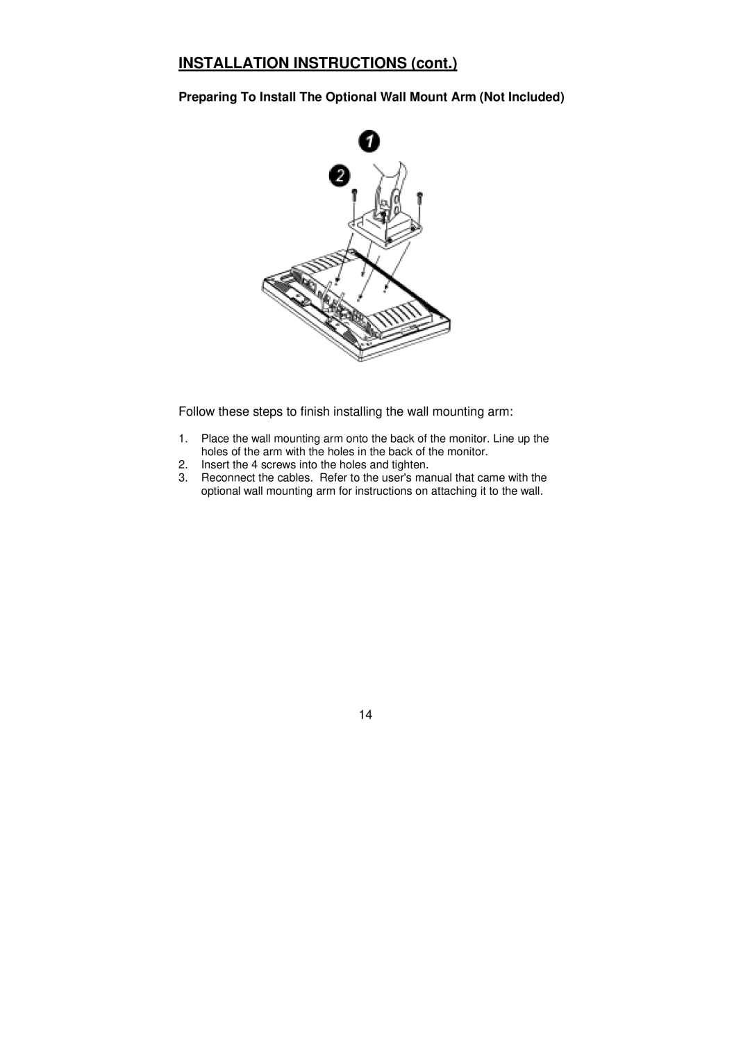 Planar PL2010 manual Installation Instructions 