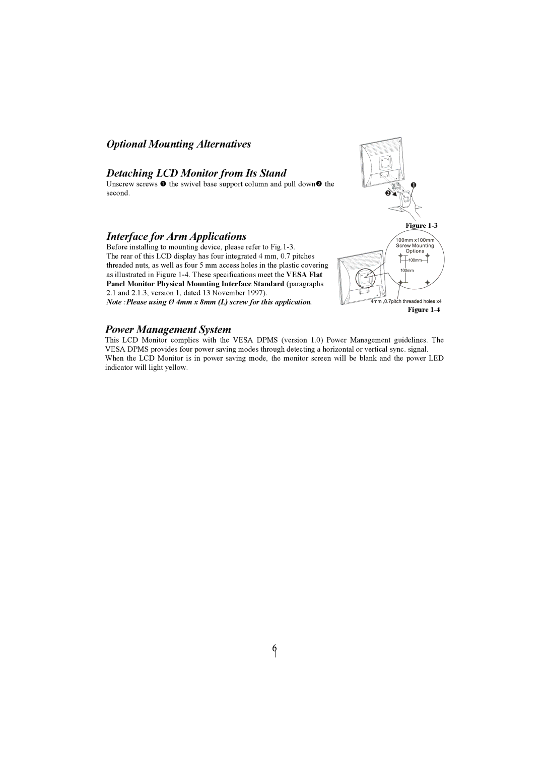 Planar PL2010M manual Interface for Arm Applications, Power Management System 