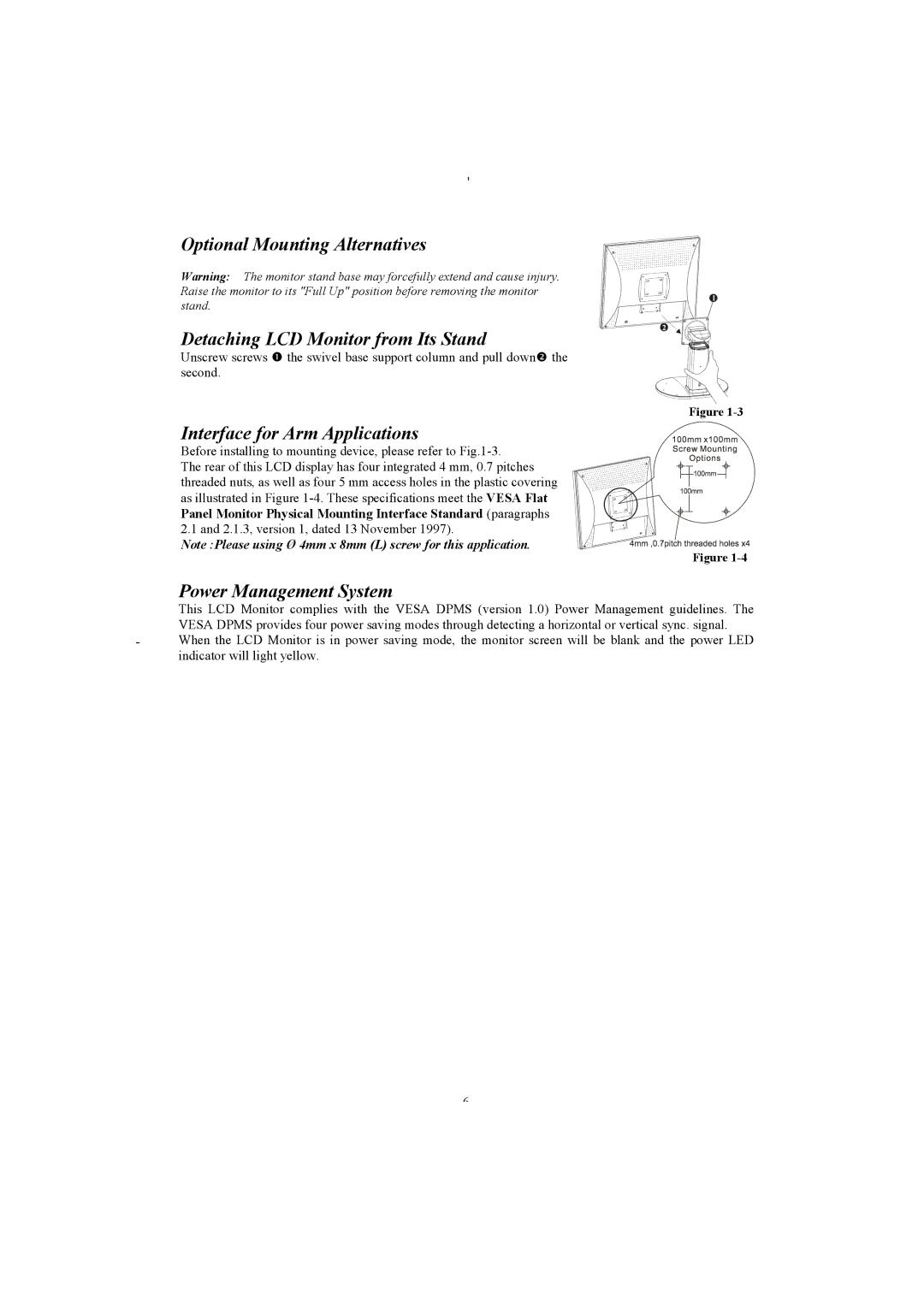 Planar PL2011 manual Interface for Arm Applications, Power Management System 