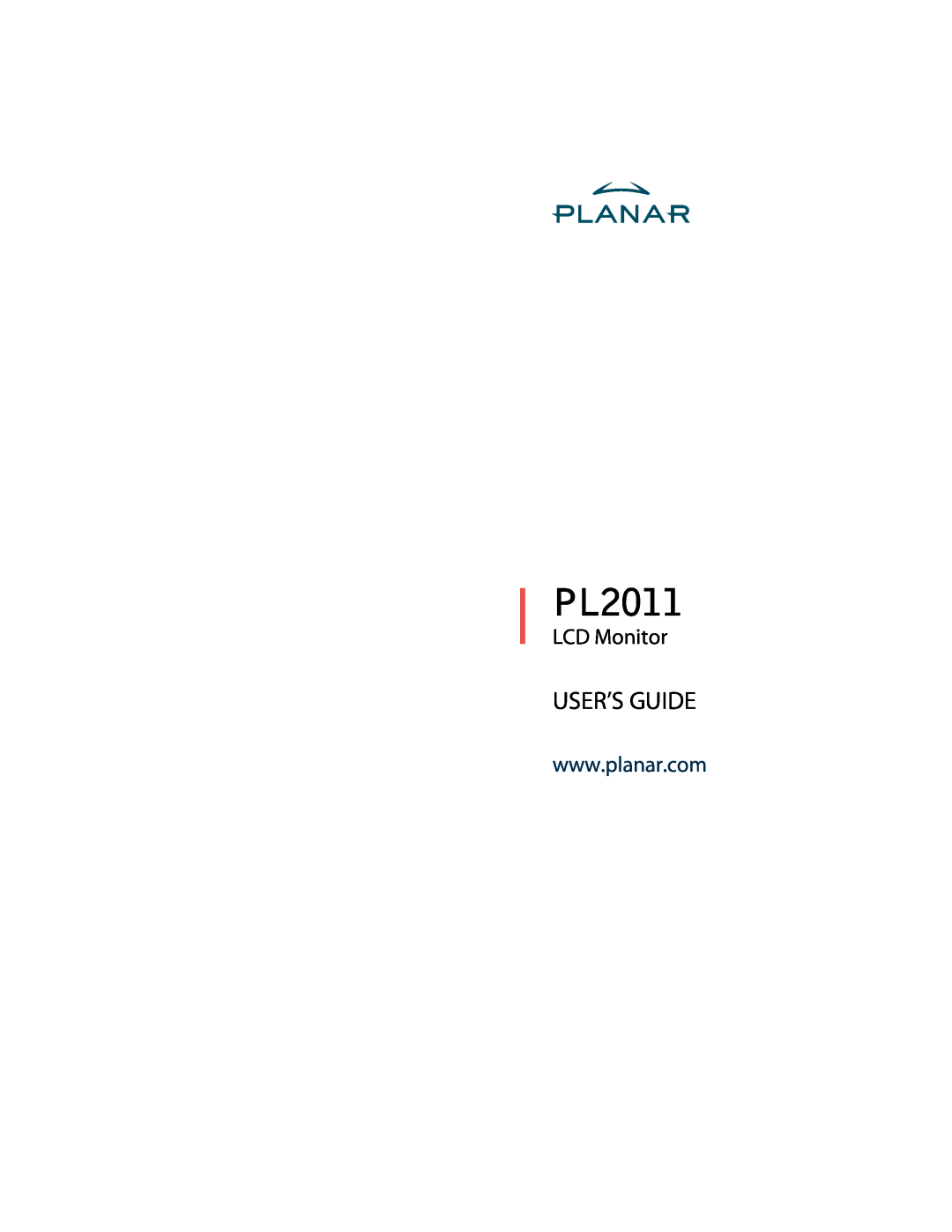 Planar PL2011 manual LCD Monitor, User’S Guide 