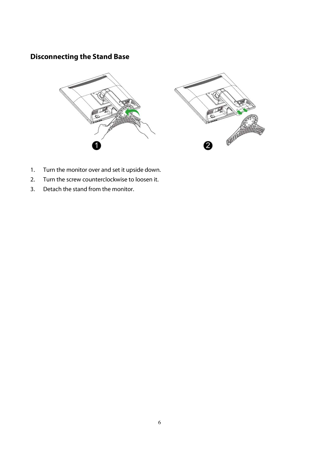 Planar PLL1911M manual Disconnecting the Stand Base 