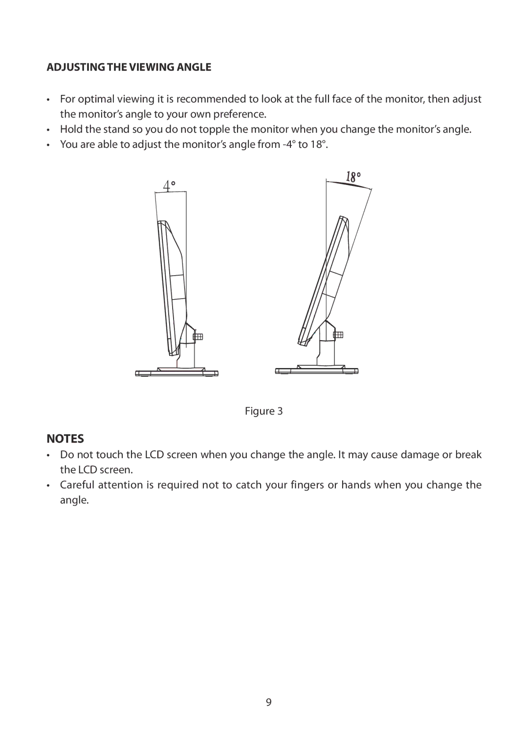 Planar PLL2010MW manual Adjusting the Viewing Angle 