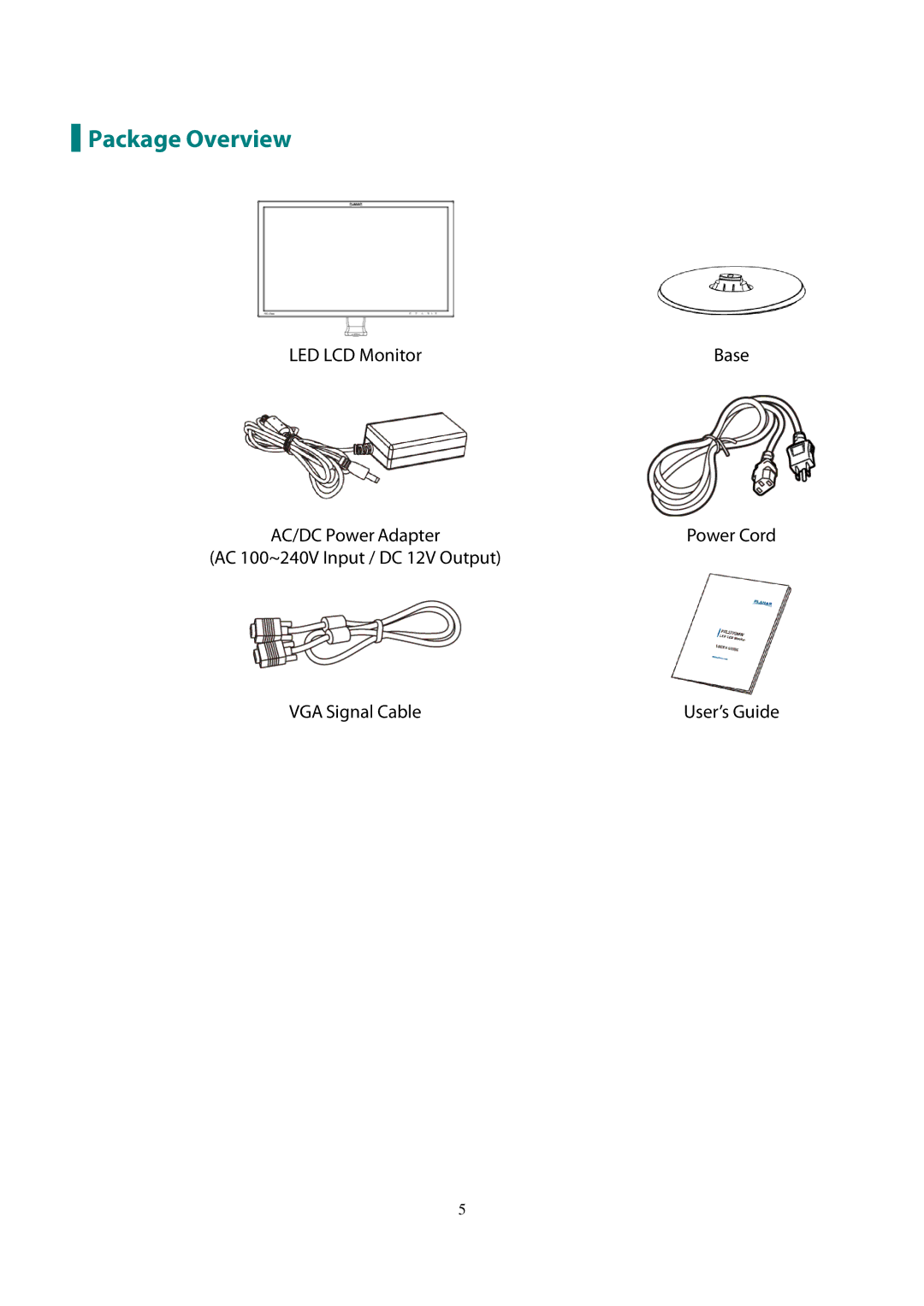 Planar PLL2770W manual Package Overview 