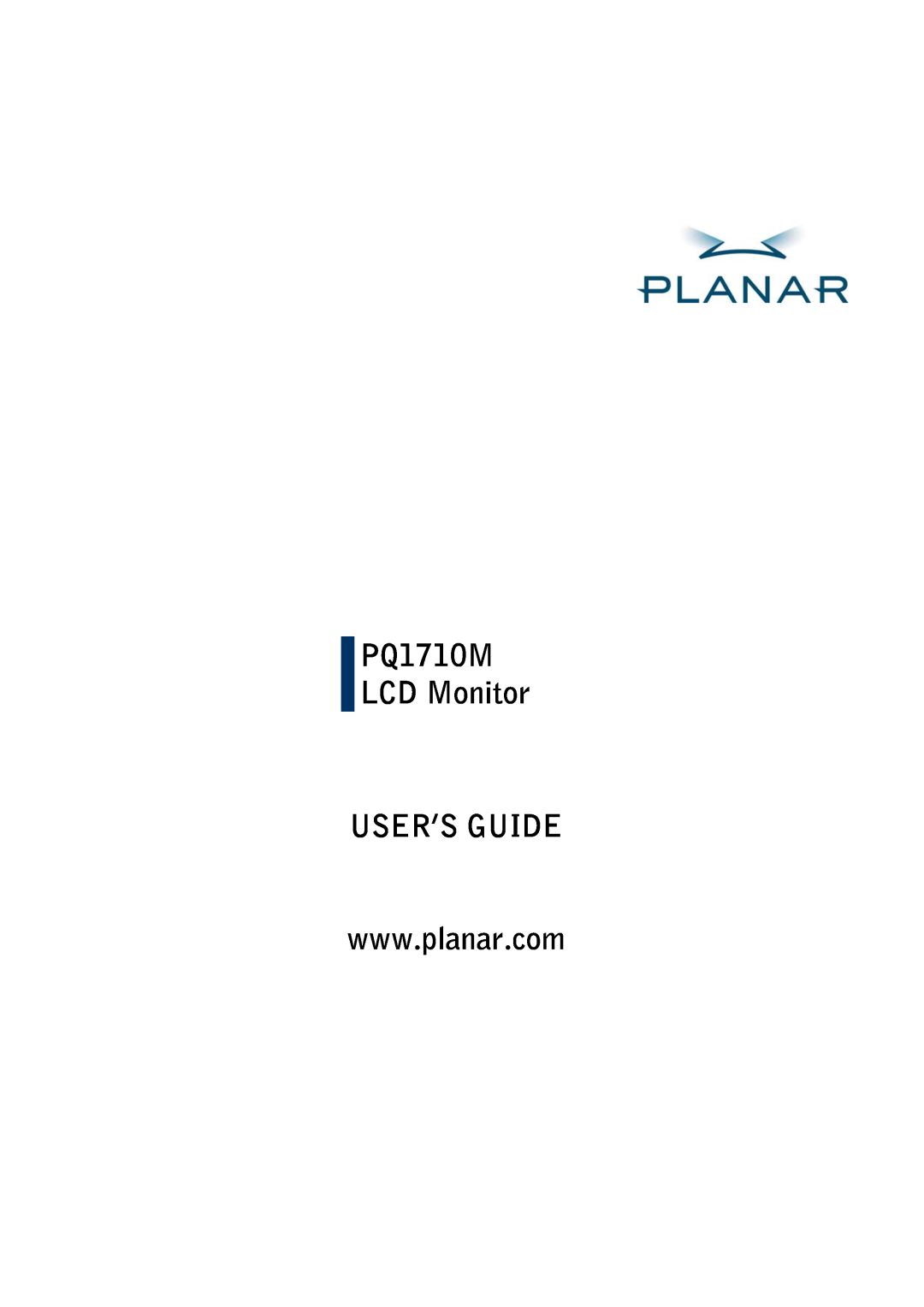 Planar manual User’S Guide, PQ1710M LCD Monitor 