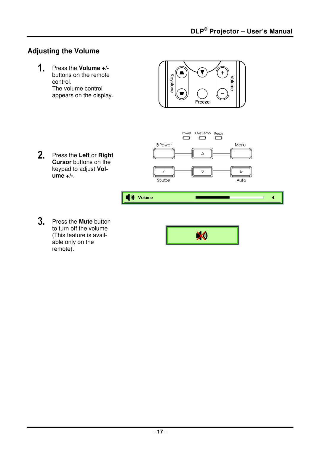 Planar PR6022 manual Adjusting the Volume 