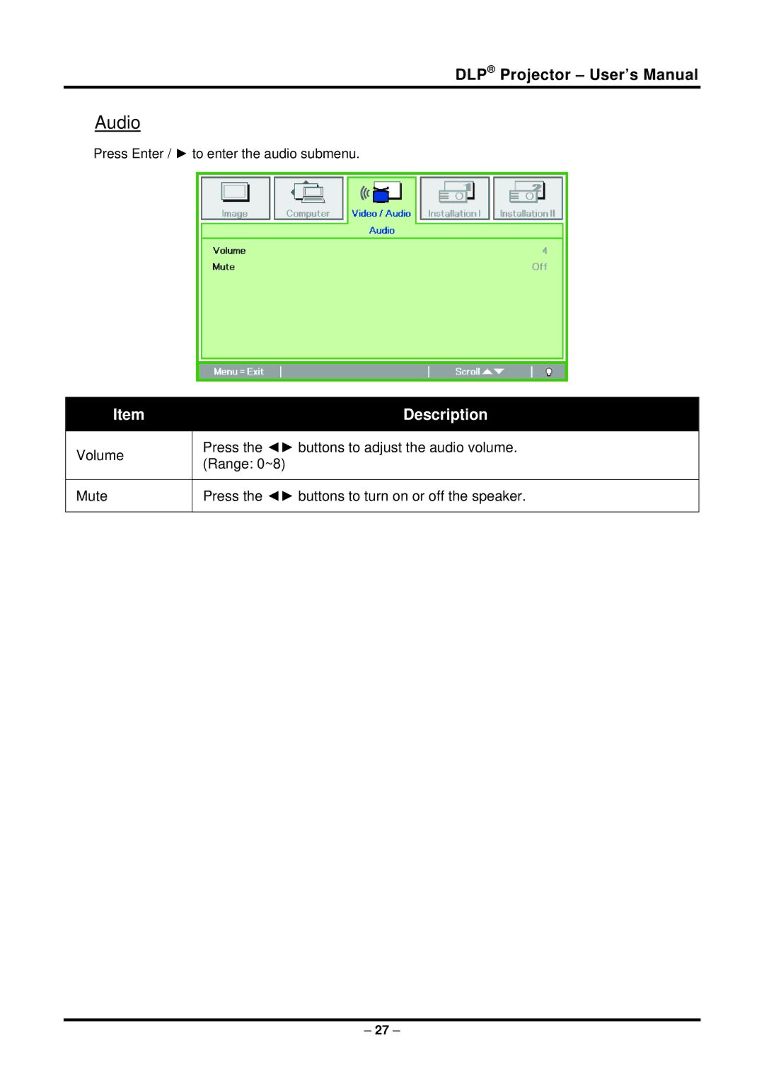 Planar PR6022 manual Audio 