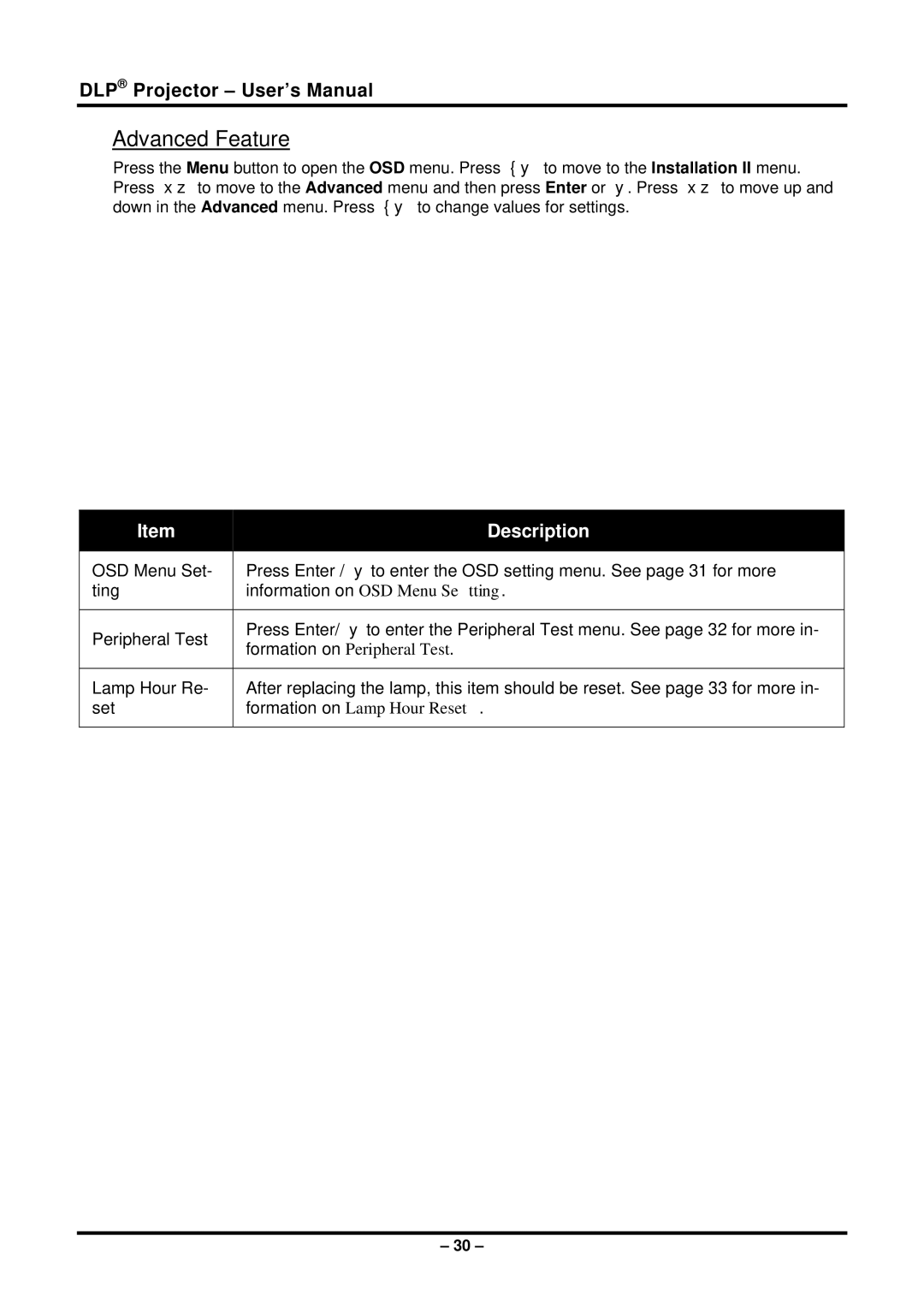 Planar PR6022 manual Advanced Feature 