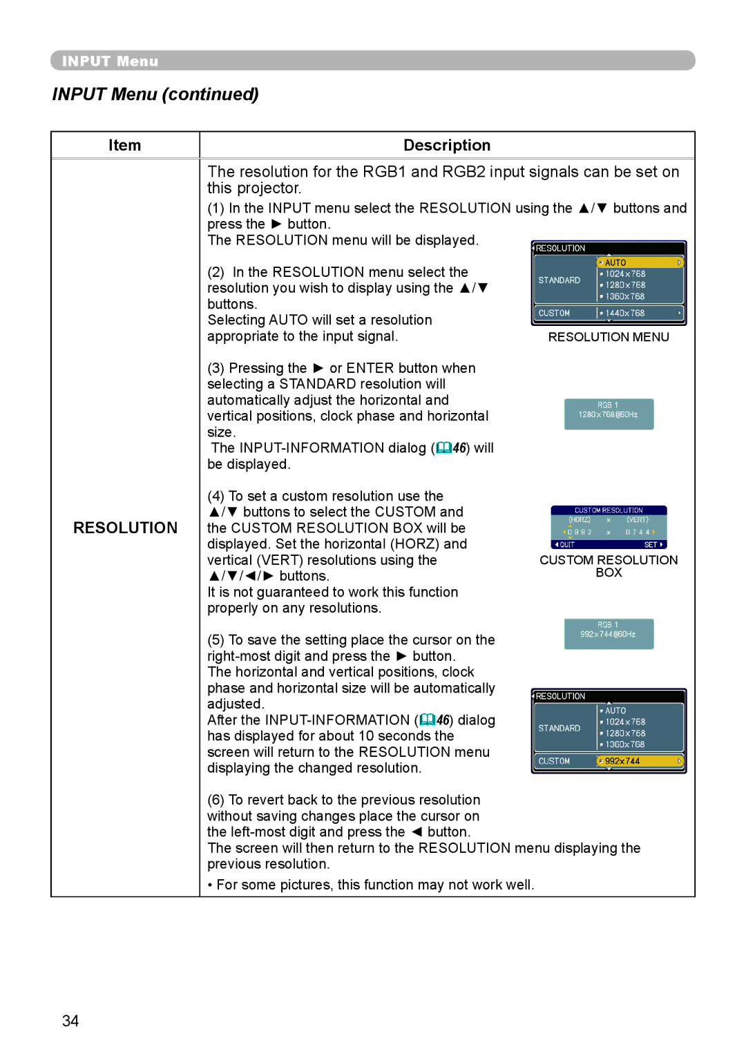 Planar PR9020 user manual Resolution 