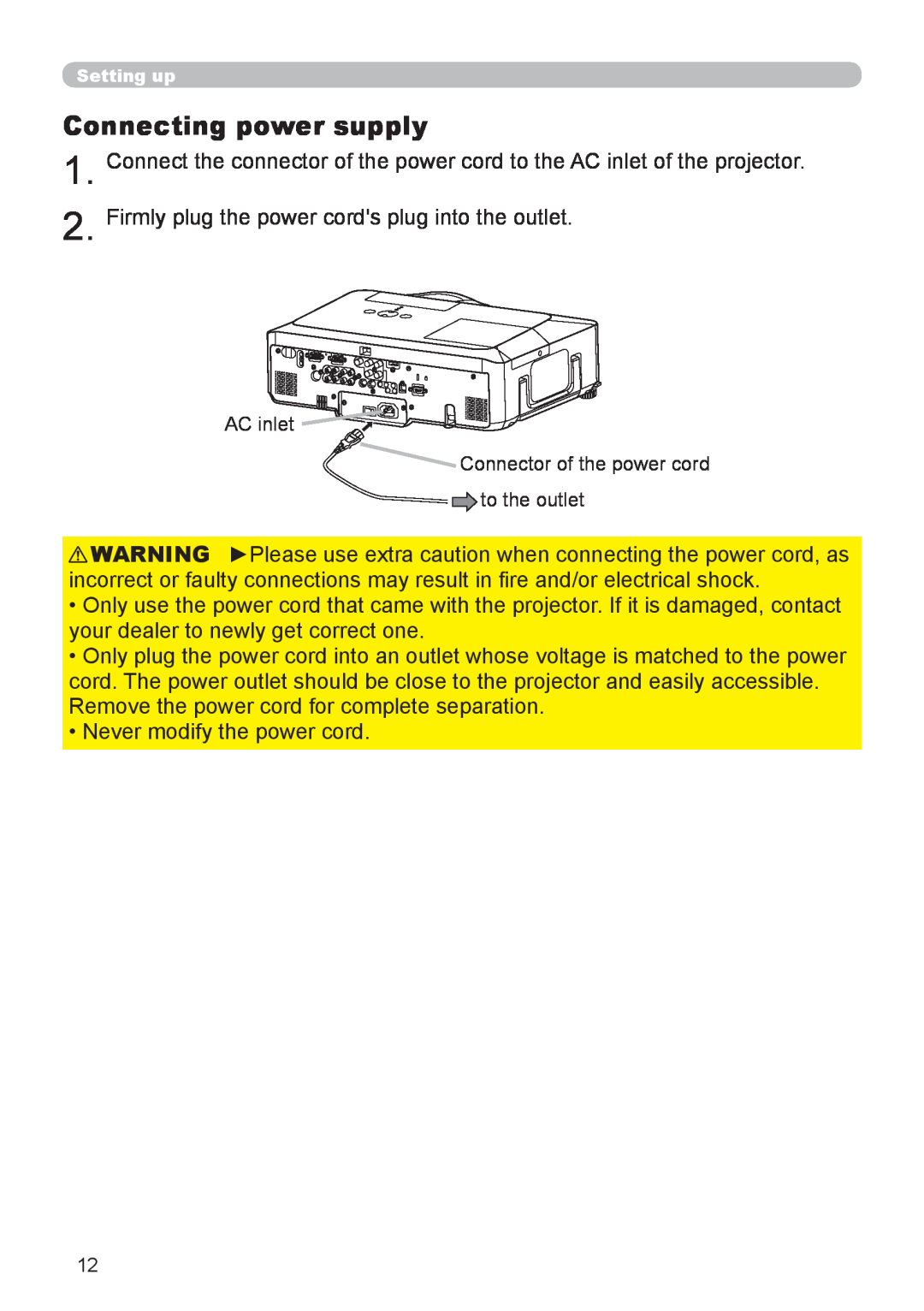 Planar PR9020 user manual Connecting power supply 