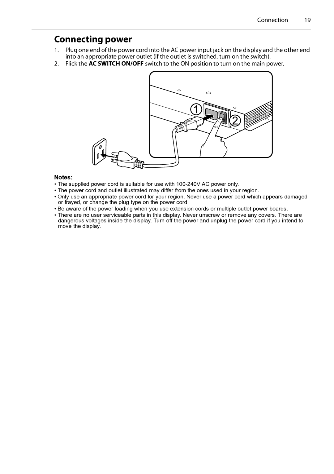 Planar PS4652/PS5552/PS6552 manual Connecting power 