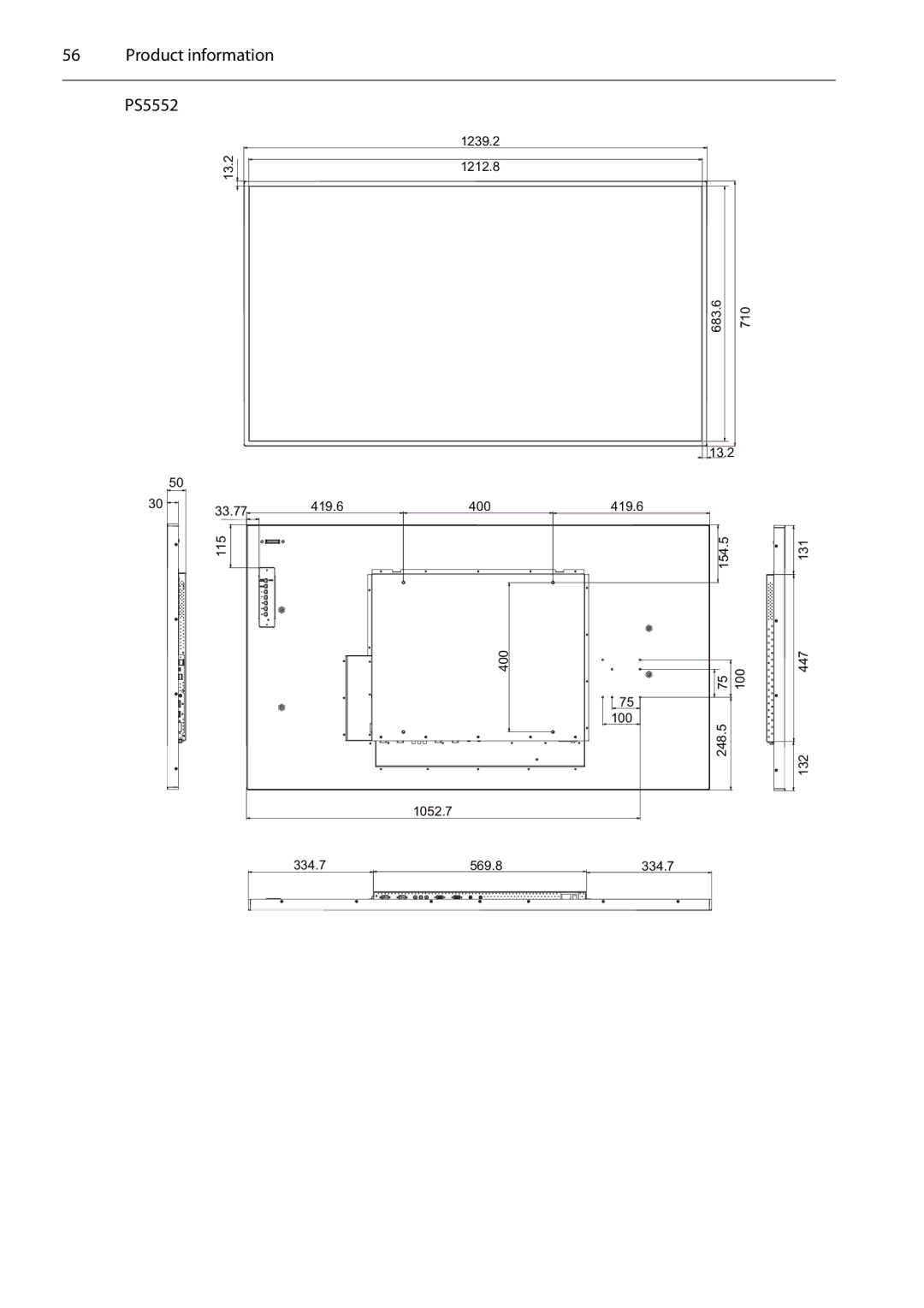 Planar PS4652/PS5552/PS6552 manual Product information PS5552 