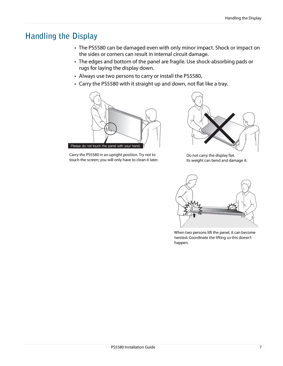 Planar PS5580 manual Handling the Display 