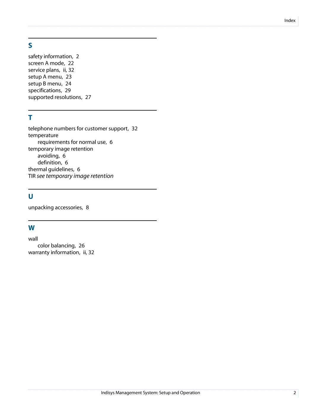 Planar PS5580 manual TIR see temporary image retention 