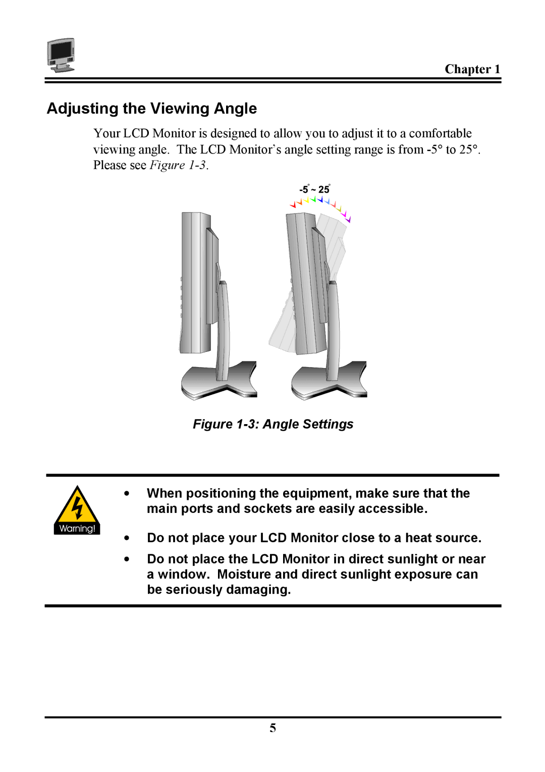 Planar PL120, PT120 manual Adjusting the Viewing Angle, Angle Settings 