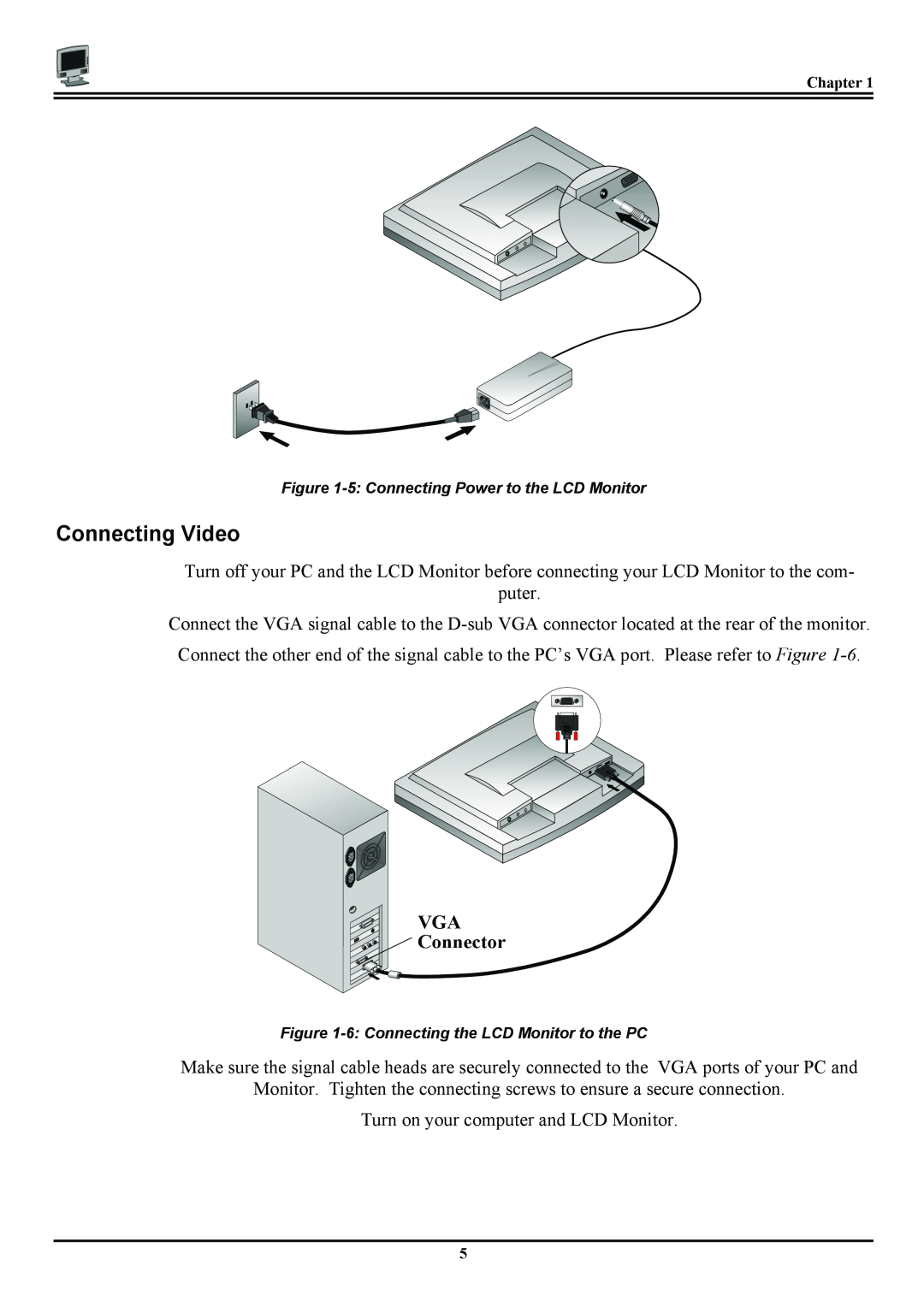 Planar PT120, PL120 manual Connecting Video, VGA Connector 