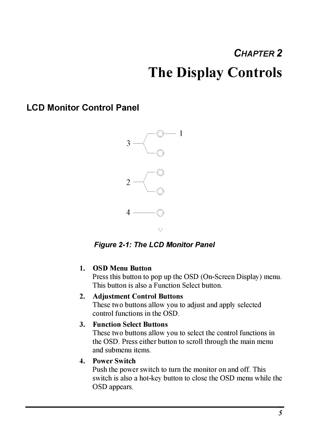 Planar PT1503NT manual Display Controls, LCD Monitor Control Panel 