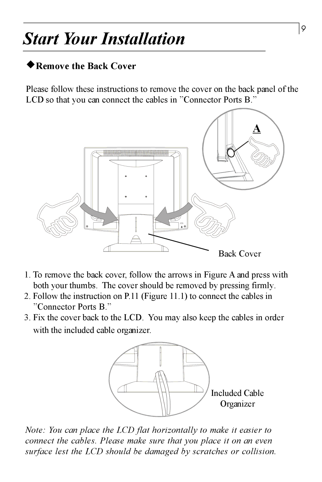 Planar PT150MU user manual Start Your Installation, Remove the Back Cover 