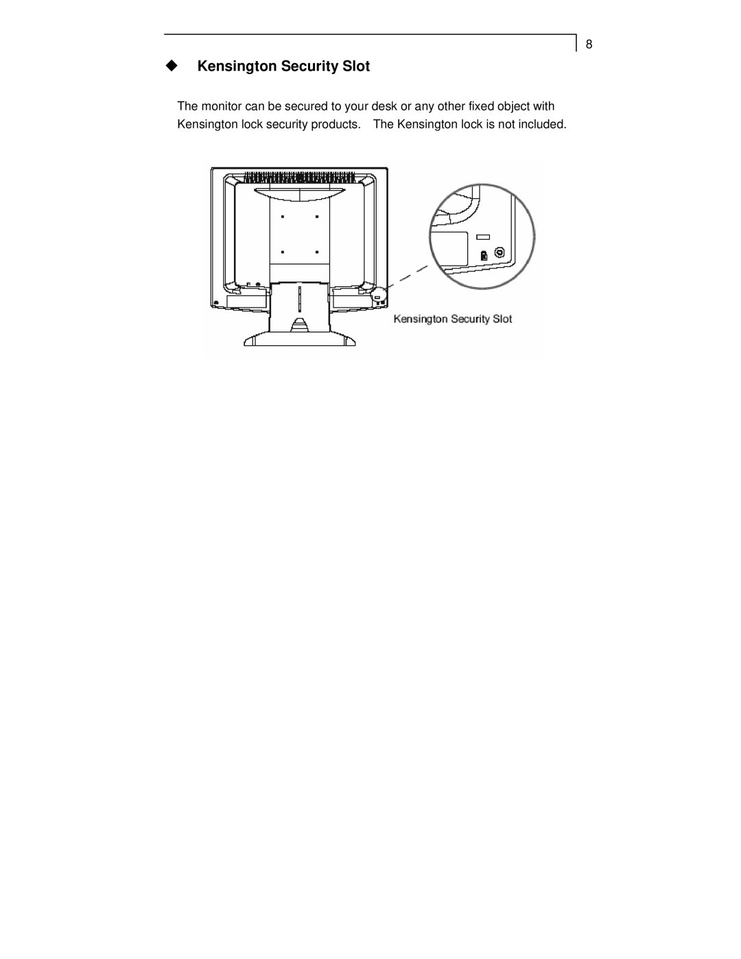 Planar PT1510MX manual ‹ Kensington Security Slot 