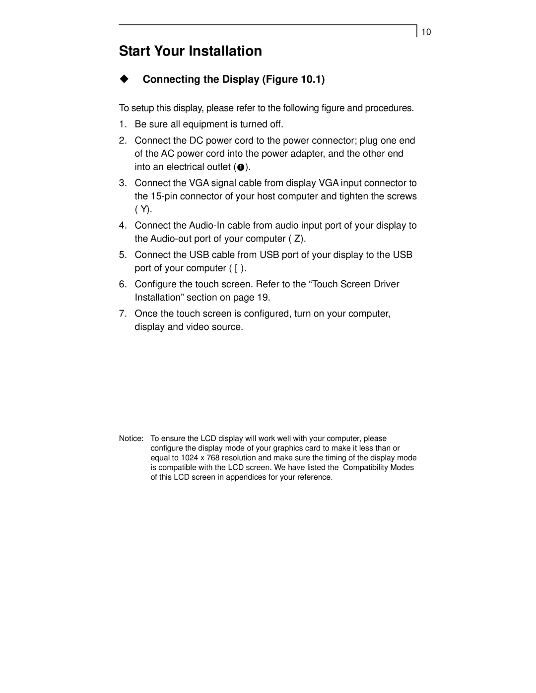 Planar PT1520MU manual Start Your Installation, ‹ Connecting the Display Figure 