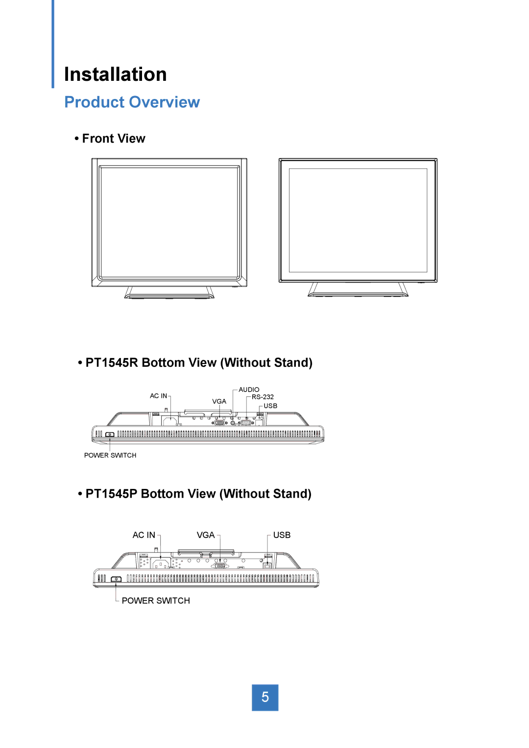 Planar PT1545R manual Installation, Product Overview 