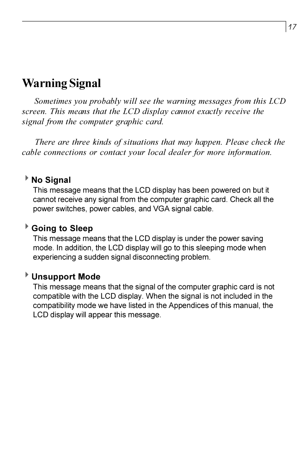 Planar PT170 manual 4No Signal 