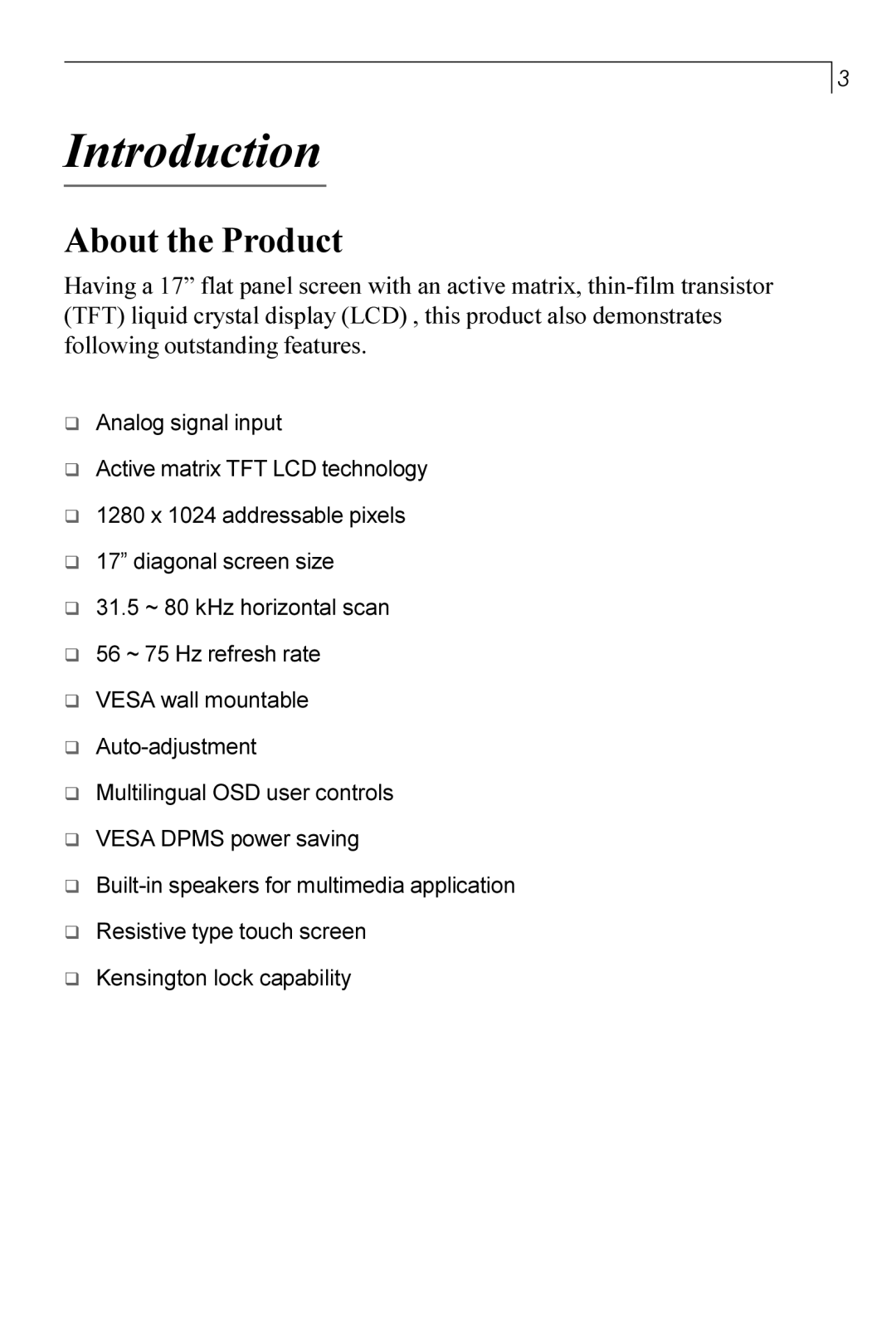 Planar PT170 manual Introduction, About the Product 