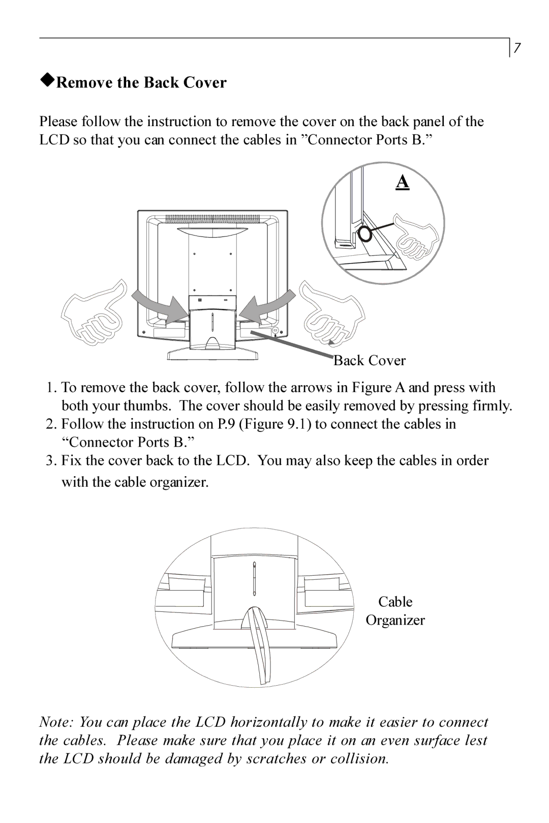 Planar PT170 manual URemove the Back Cover 