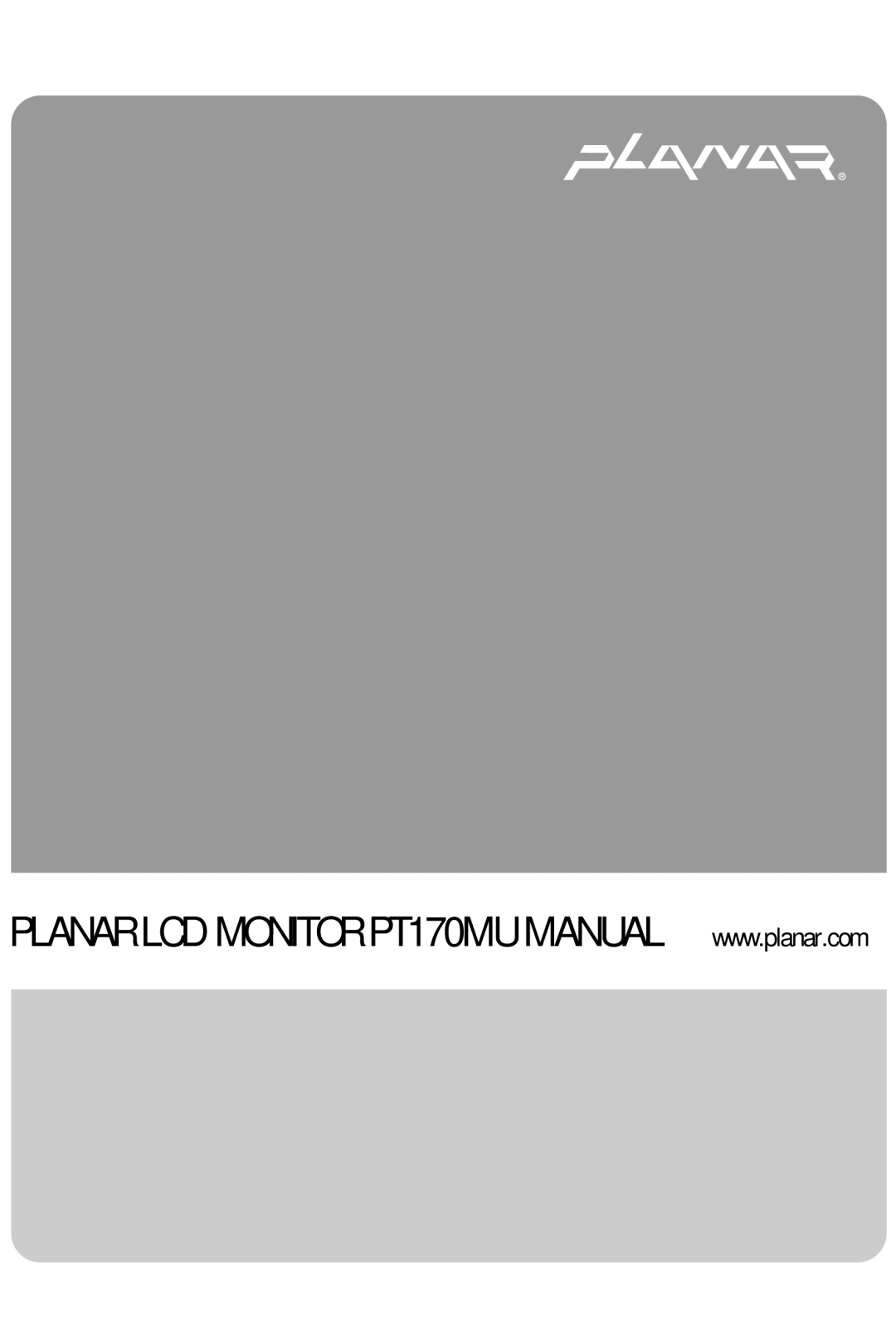 Planar PT170 manual 