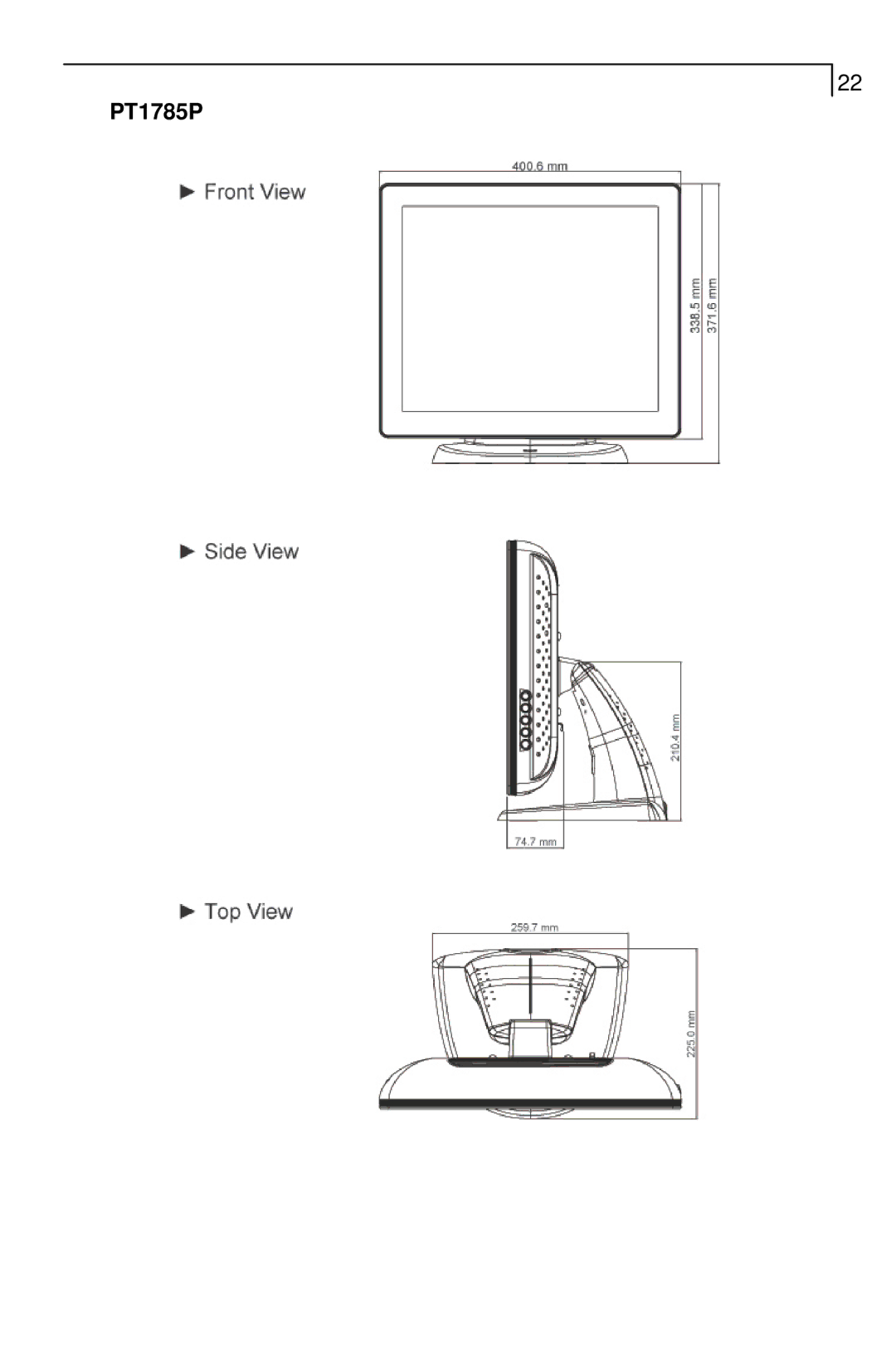 Planar PT1700MX manual PT1785P 