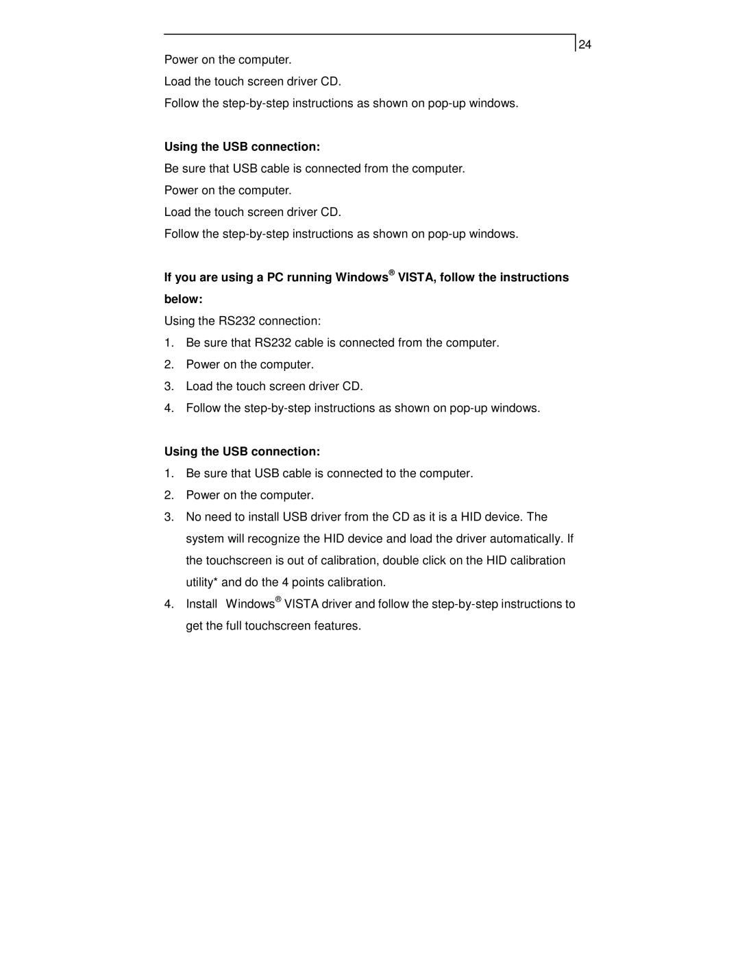 Planar PT1701MX manual Using the USB connection 