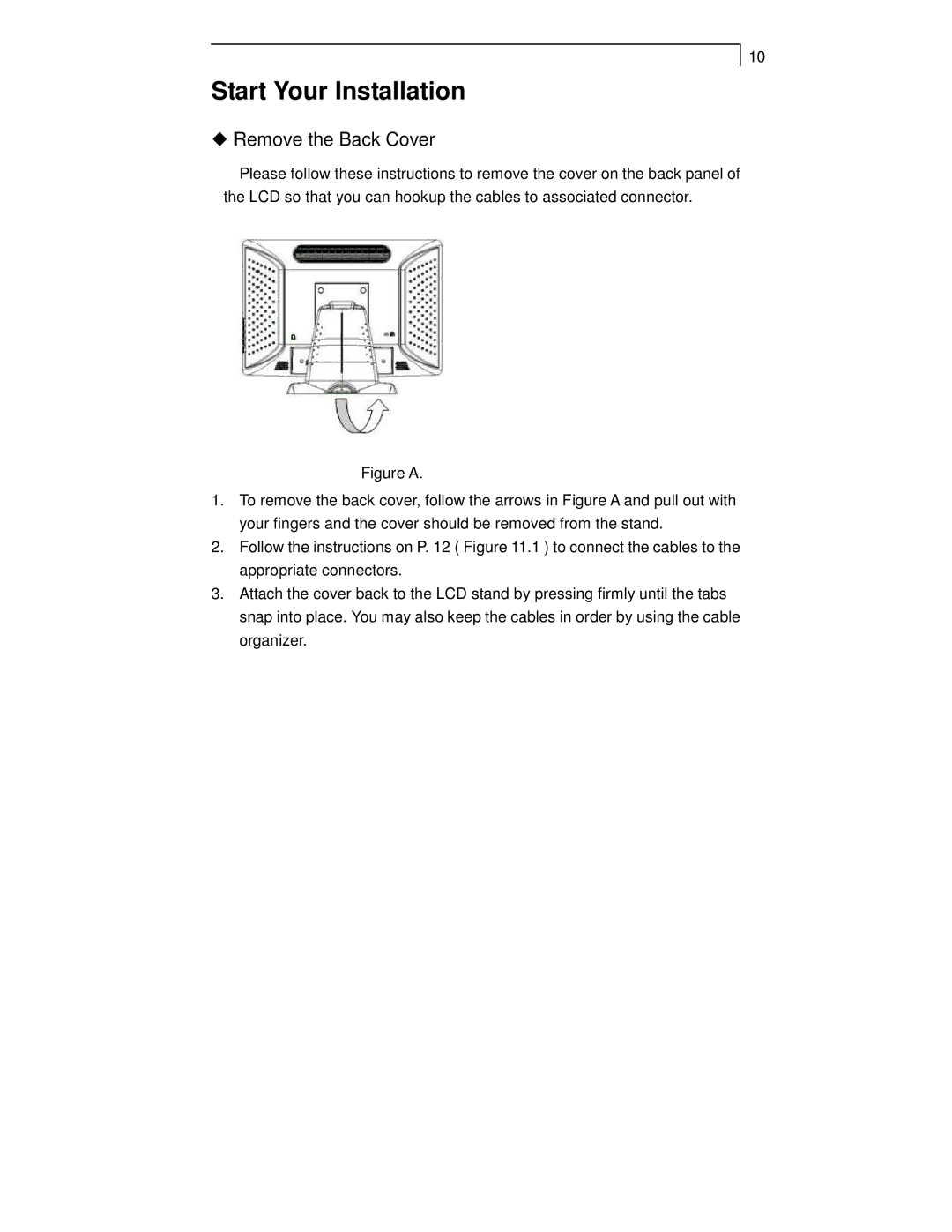 Planar PT1705MU, PT1701MX, PT1700MX manual Start Your Installation, Remove the Back Cover 