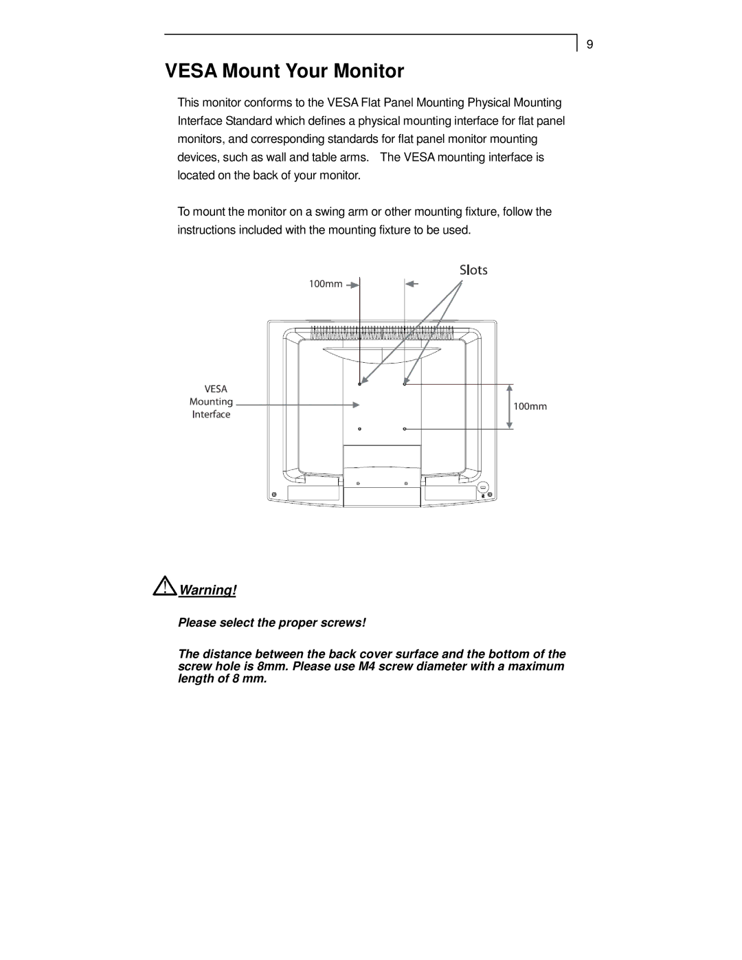 Planar PT1710MX manual Vesa Mount Your Monitor 