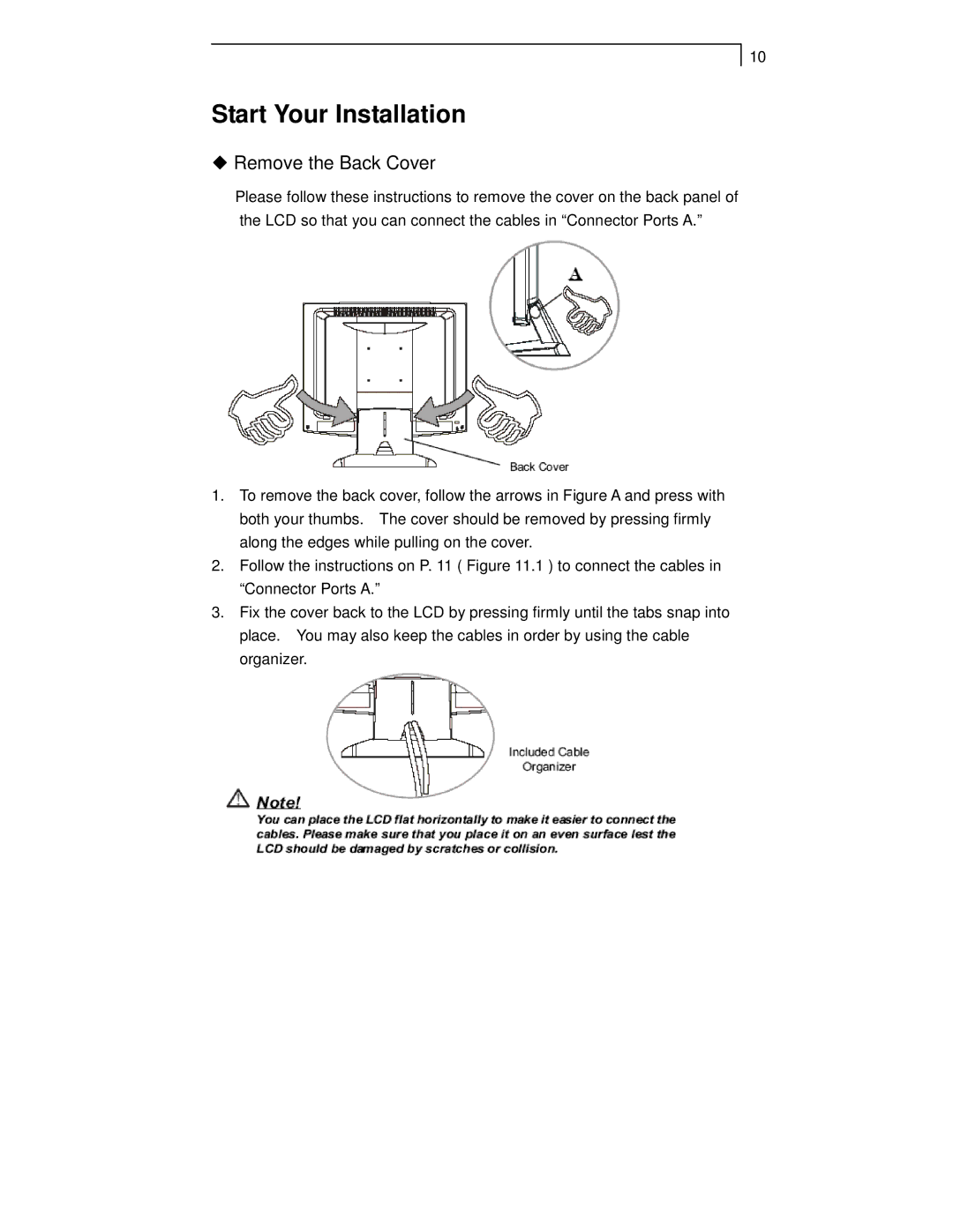 Planar PT1710MX manual Start Your Installation, Remove the Back Cover 